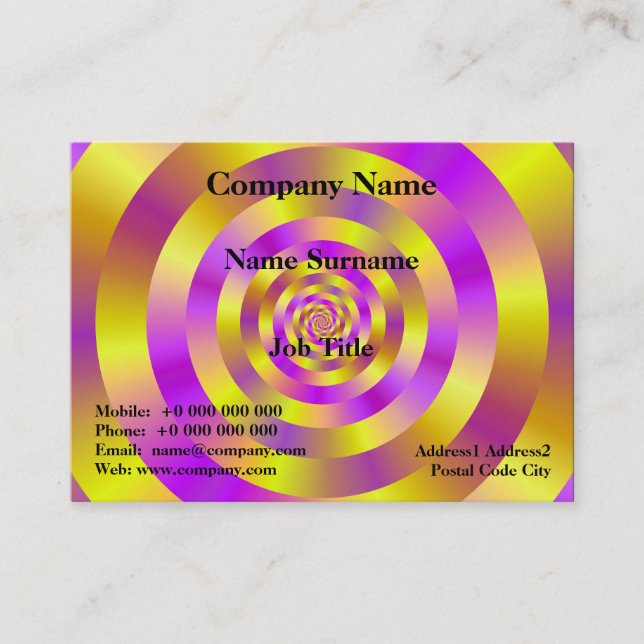Gult och Rosa Spiral Ringar Visitkort (Framsida)