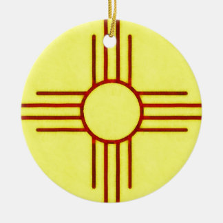 Gult och rött nytt - mexico Zia Julgransprydnad Keramik