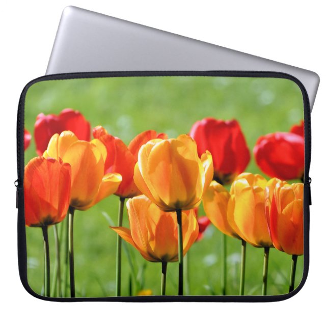 Gult och rött tulpaner laptop fodral (Framsidan)