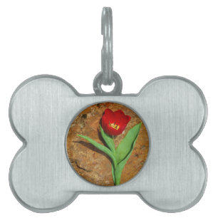 Gult och rött tunp namnbricka husdjur