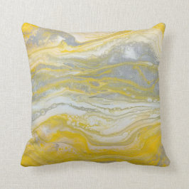 Gult och Silver Abstrakt Pillow (lätt grått back) Kudde