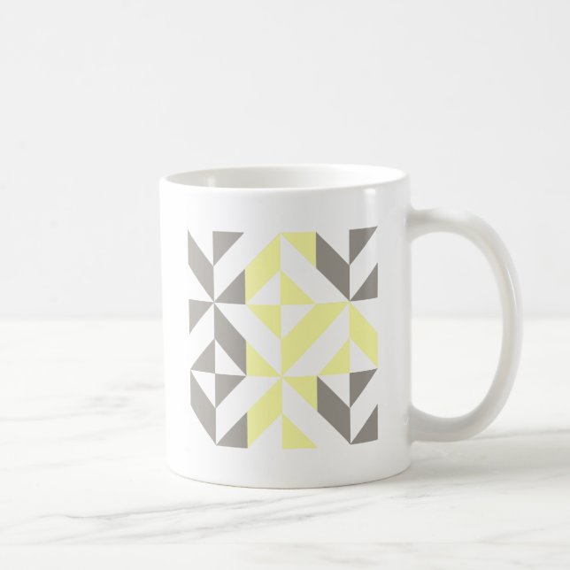 Gult och Silver Geometric ZigZag Kaffemugg (Höger)