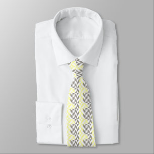 Gult och Silver Geometric ZigZag Slips