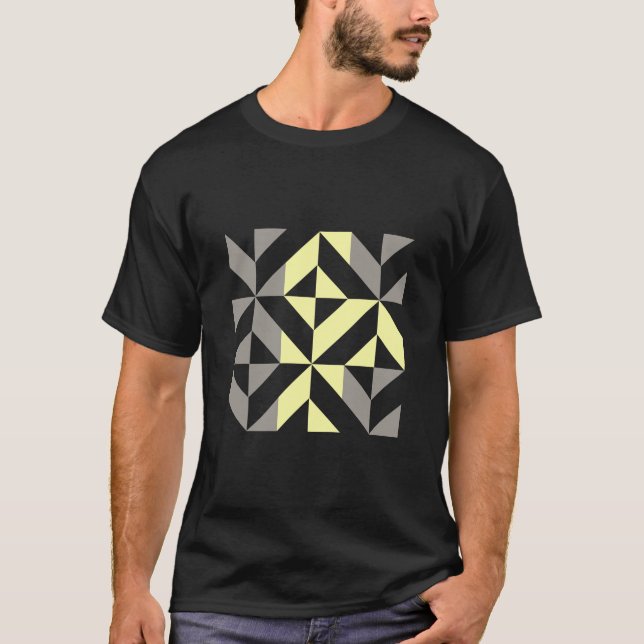 Gult och Silver Geometric ZigZag T Shirt (Framsida)