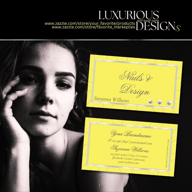 Gult och Silver Ram med Diamonds Luxe Glam Visitkort (Skapare uppladdad)