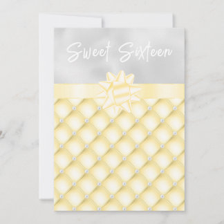 Gult och Silver Tuftade pärlor Sweet sixteen Inbjudningar