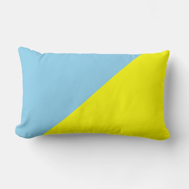 Gult och Snöstorm Blue Solid Färg - bakgrund Lumbarkudde (Framsida)