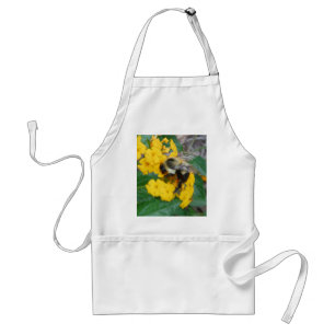 gult och svart bi på gult blomma förkläde