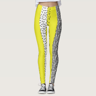 Gult och svart blandning av geometriska Mönster Leggings