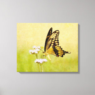 Gult och svart Butterfly Wildblomskonst Canvastryck