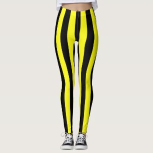 Gult och svart färgat görat randig mönster leggings