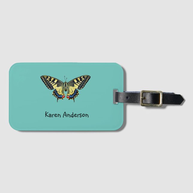 Gult och svart fjäril bagagebricka (Framsida horisontal)