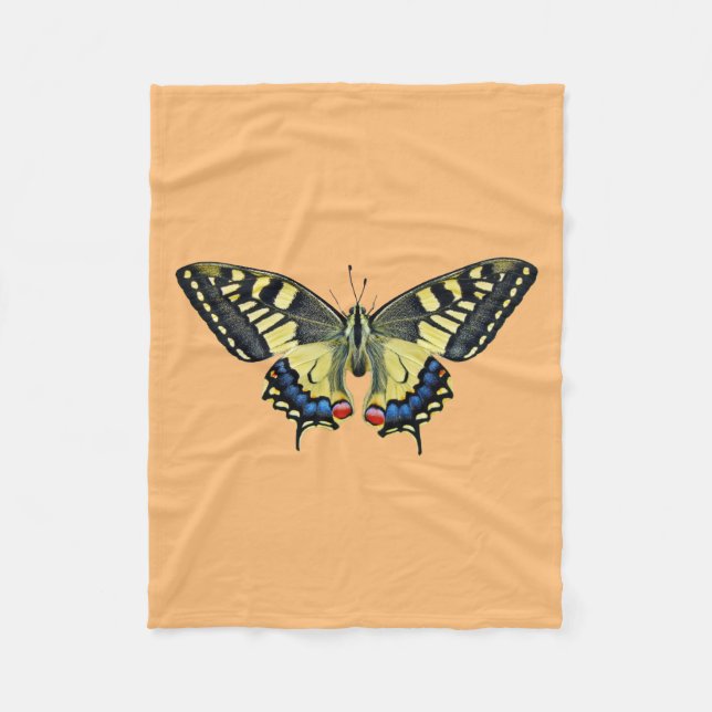 Gult och svart fjäril fleecefilt (Framsidan)