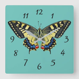 Gult och svart fjäril      fyrkantig klocka