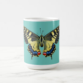 Gult och svart fjäril kaffemugg