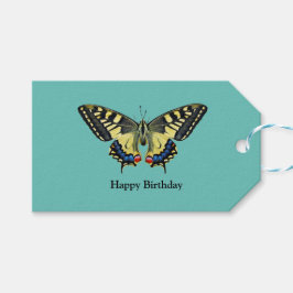 Gult och svart fjäril presentetikett