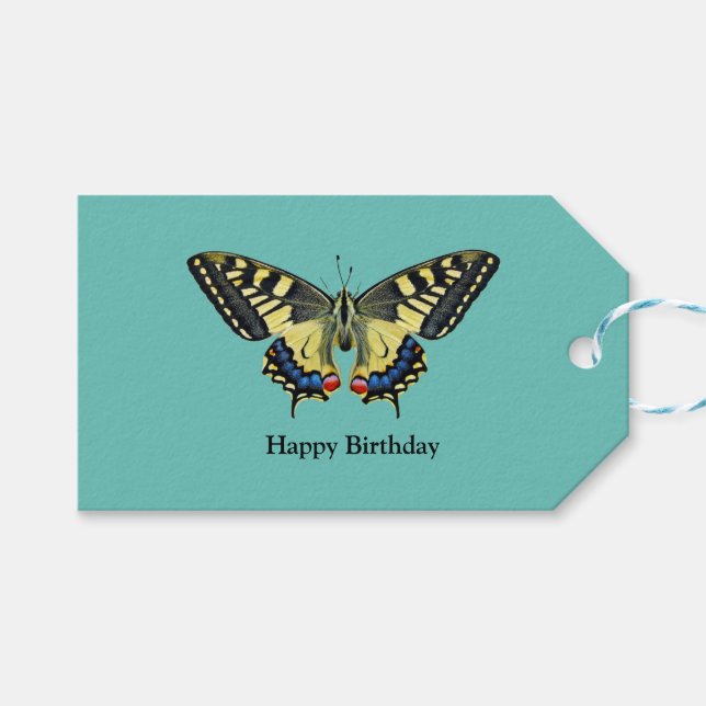 Gult och svart fjäril presentetikett (Framsidan (Horisontell))