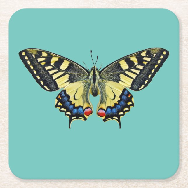 Gult och svart fjäril underlägg papper kvadrat (Framsidan)
