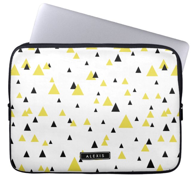Gult och svart Geometric Mönster-Personlig Laptop Sleeve (Framsidan)