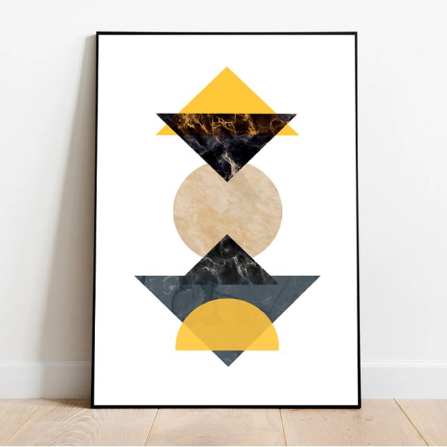 Gult och svart geometrisk kubism, nutida poster (Skapare uppladdad)