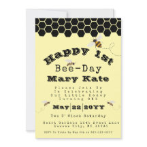 Gult och svart honeykomb 1:a födelsedagshonungsbi