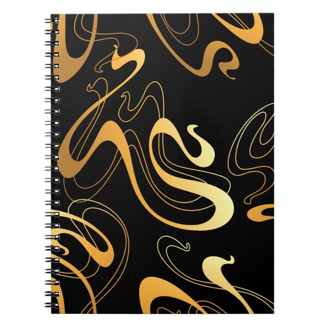 Gult och svart, klassiskt, abstrakt design anteckningsbok (Framsidan)