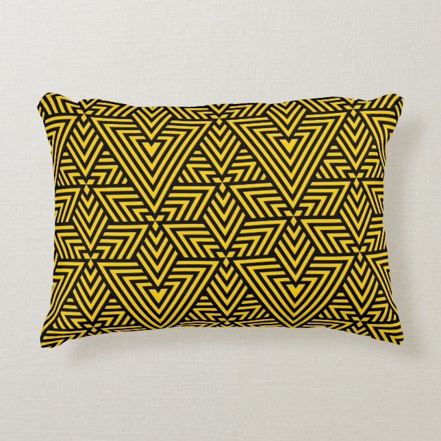 Gult och svart konsthändelse - triangel utan sömlö prydnadskudde (Framsidan)