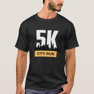 Gult och svart modern 5K City Springa T-Shirt