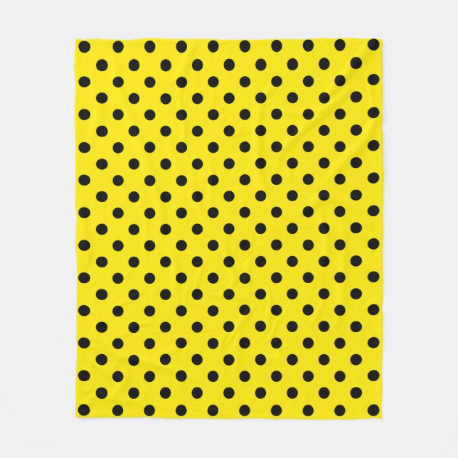 Gult och svart Polka dots Fleecefilt (Framsidan)