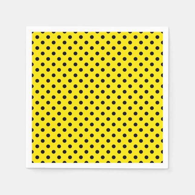 Gult och svart Polka dots Pappersservett (Framsidan)