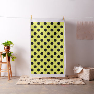 Gult och svart Polka dots Tyg