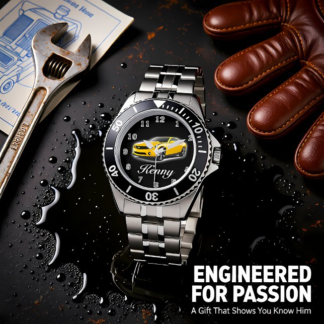 Gult och svart sportbil armbandsur (Skapare uppladdad)