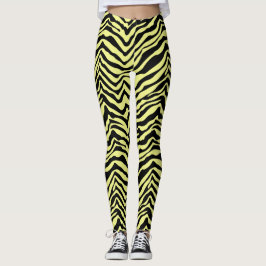 Gult och Svart Zebra Animal Mönster Leggings