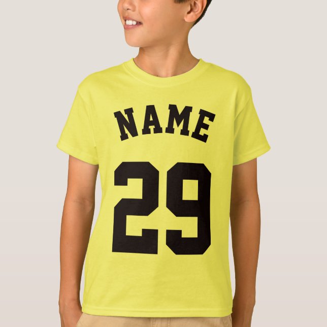 Gult och svarta barn| Idrottsutkast Jersey Tee Shirt (Framsida)