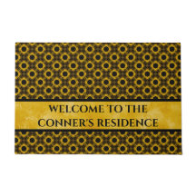 Gult och svarta blommor Mönster