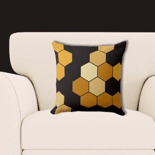 Gult och Svarta Hexagon Mönster Kudde