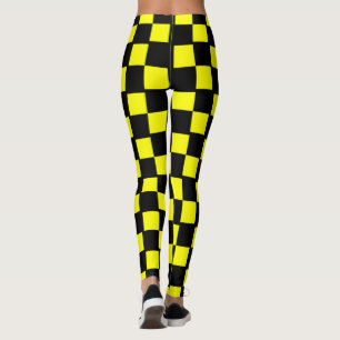 Gult och svarta kryssrutor leggings