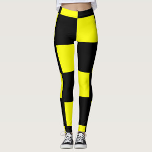 Gult och svarta kryssrutor leggings