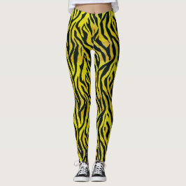 Gult och Svarta Zebra tryck Leggings