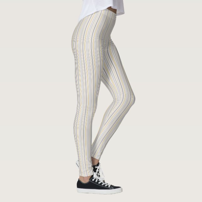 Gult och Tan Stripe Mönster Leggings (Höger)