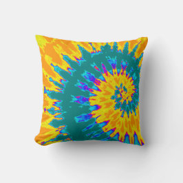 Gult och Teal Spiral Tie Dye Pillow Kudde