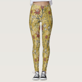 Gult och vild av röd blommigt mönster  leggings