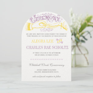 Gult och Violet Vintage Gatsby Typography Inbjudningar