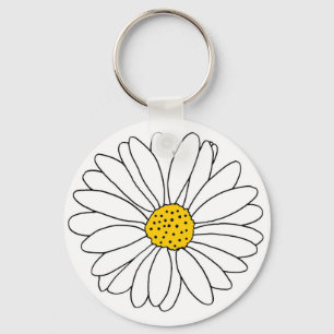 Gult och vit Daisy Nyckelring