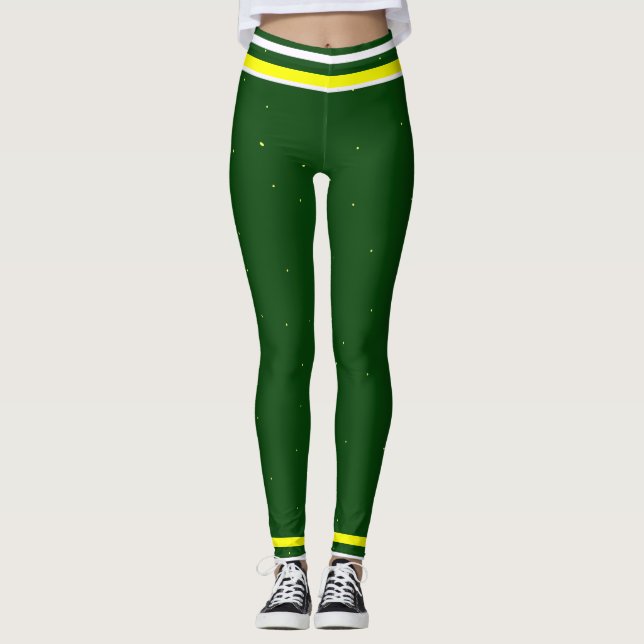 Gult och vit Grönt Leggings (Framsida)