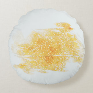 Gult och vit illustration rund kudde
