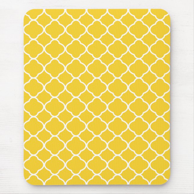 Gult och vit kvatrefoil Geometric Mönster Musmatta (Framsidan)