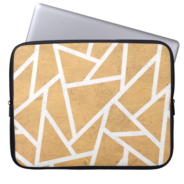Gult och vit mosaik mönster laptop fodral (Framsidan)