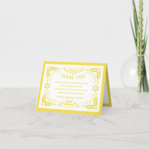 Gult och vit papel picado Pojke Shower Tack Kort