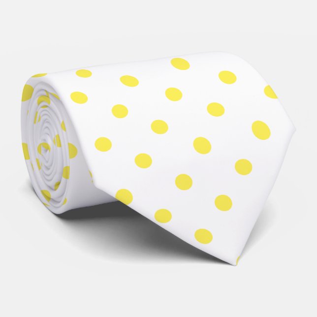 Gult och vit polka Dot Necktie Slips (Rullad)